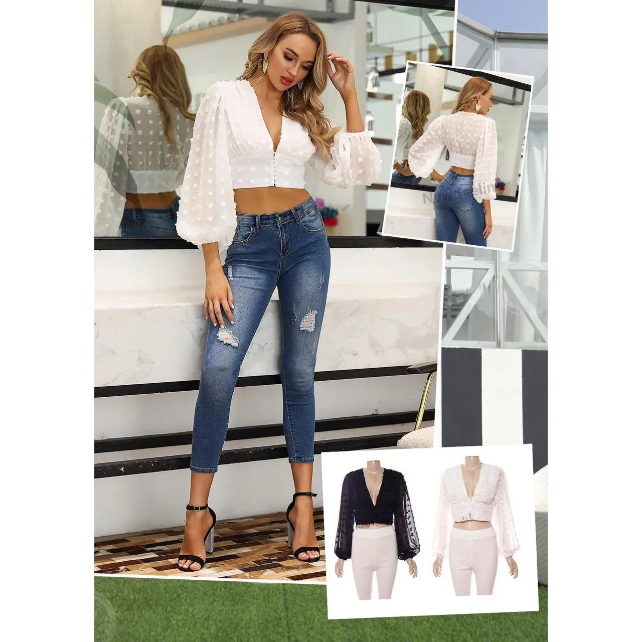 Deep V-Neck Crop Top 